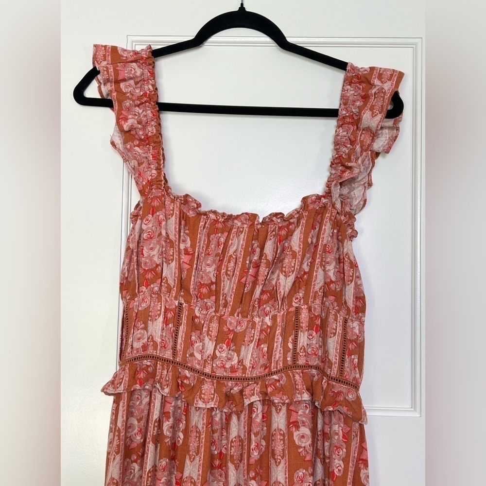 House of Harlow Helena Maxi Dress in Terracotta Pink Floral (Medium) - Picture 4 of 6